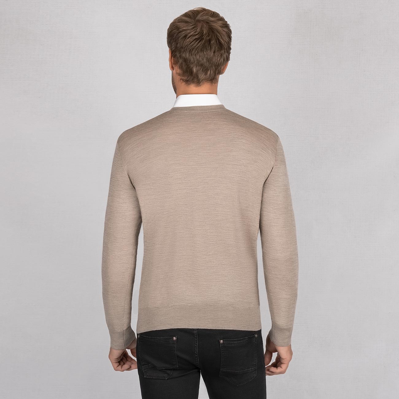 Wool Pullover Light V Neck Men