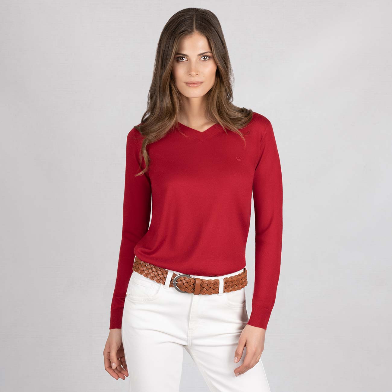 Wool Pullover Light V Neck Women