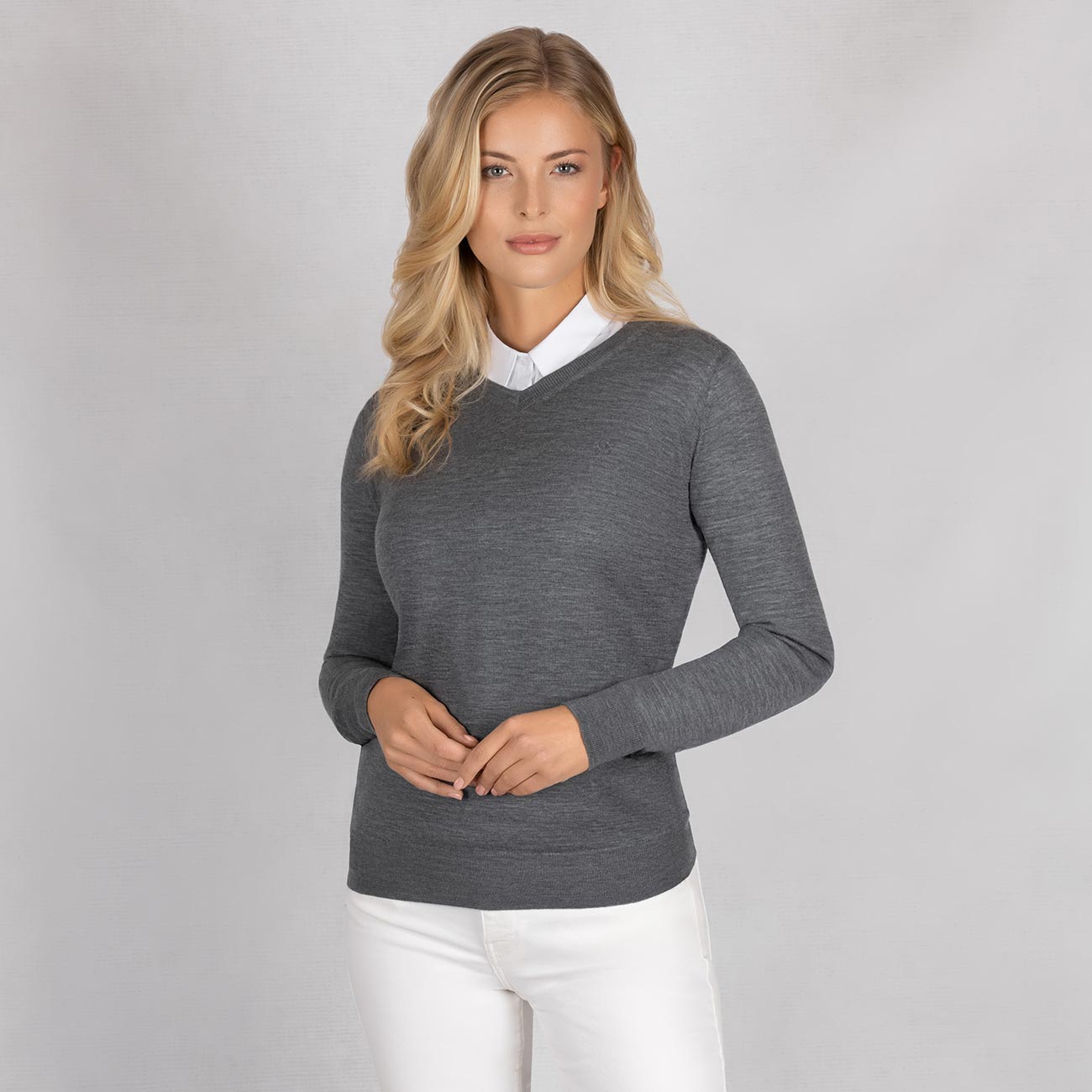 Wool Pullover Light V Neck Women